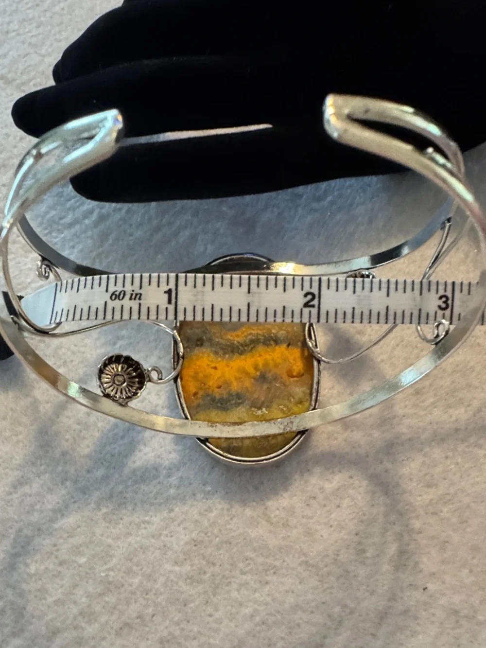Sterling Silver Bumblebee Jasper Statement Cuff Bracelet - Picture 5 of 6